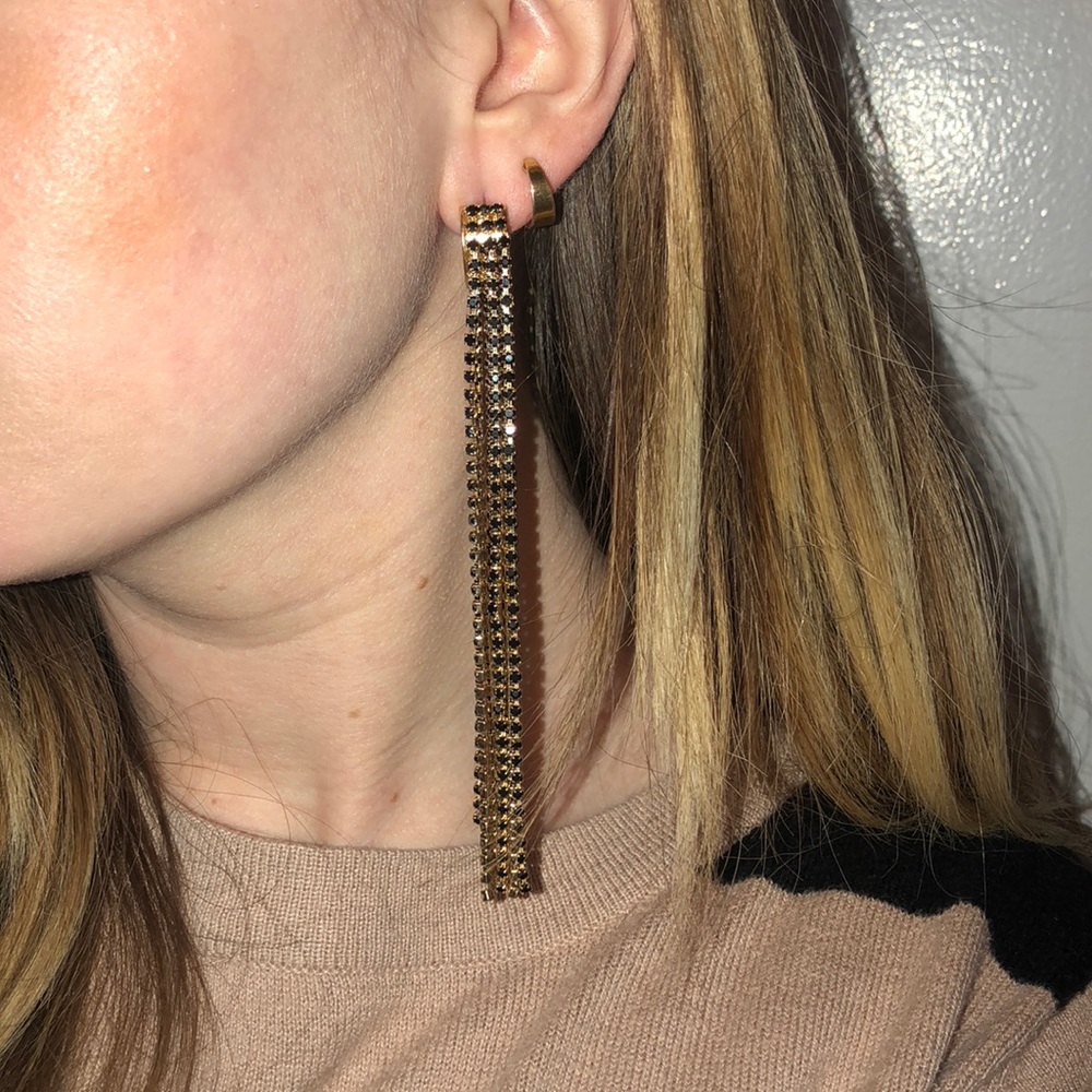 INC Black and Gold Long Earrings
